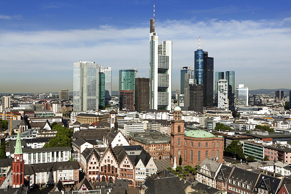 View of skyline of Frankfurt, Hesse, Germany