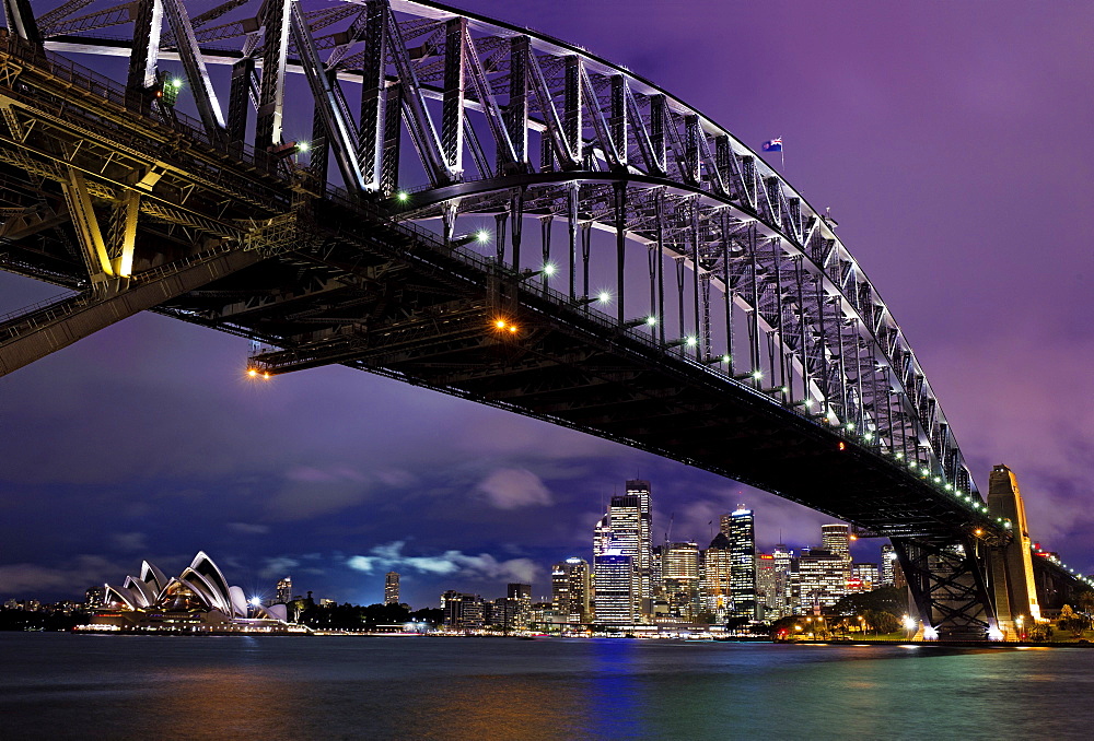 Sydney Harbour Bridge overlooking Opera House in New South Wales, Australia