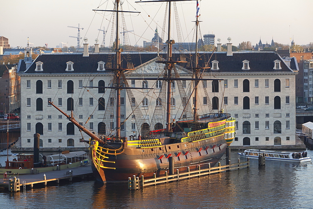 Ship Amsterdam in front of National Maritime Museum, Amsterdam, Netherlands