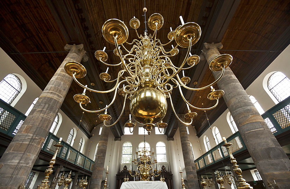 Chandelier hanging at The Portuguese Synagogue, Esnoga, Amsterdam, Netherlands