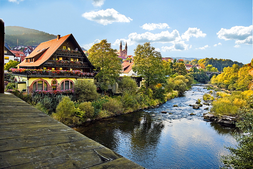 Municipality Forbach near river bank, Germany