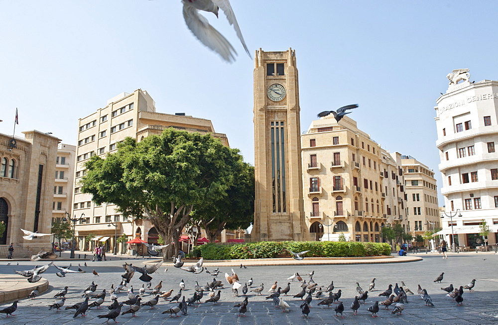 View of Hamidiya Clock Tower in Najmah Square at Place De L'Etoile, Beirut, Lebanon