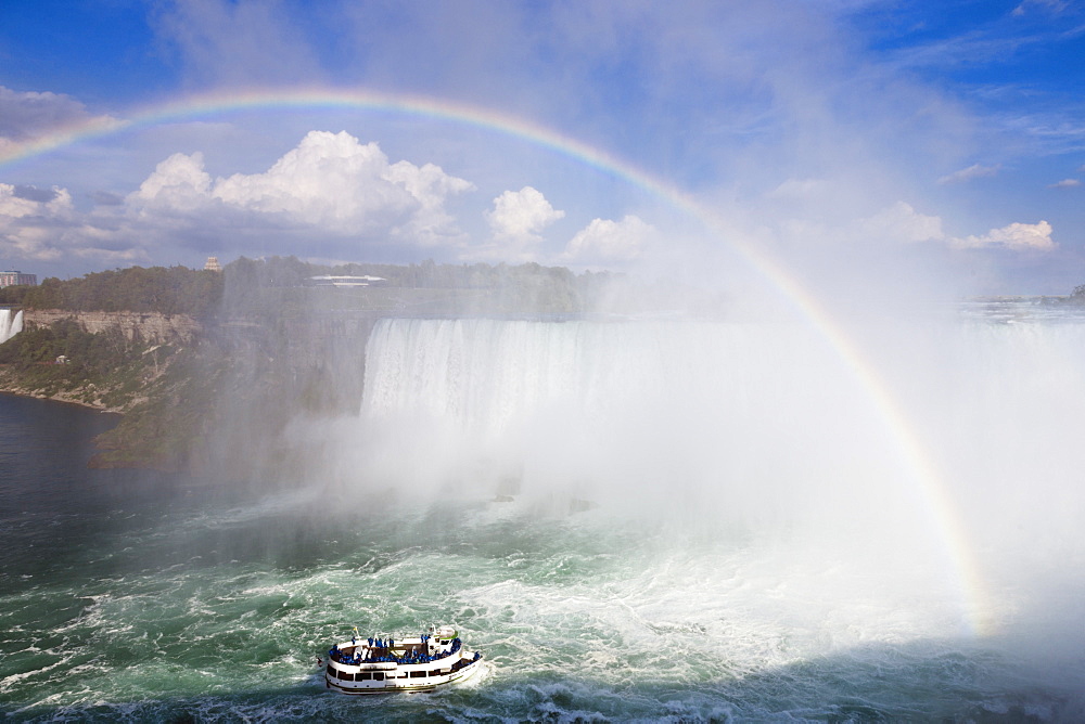 Boat below Niagara Falls in canada
