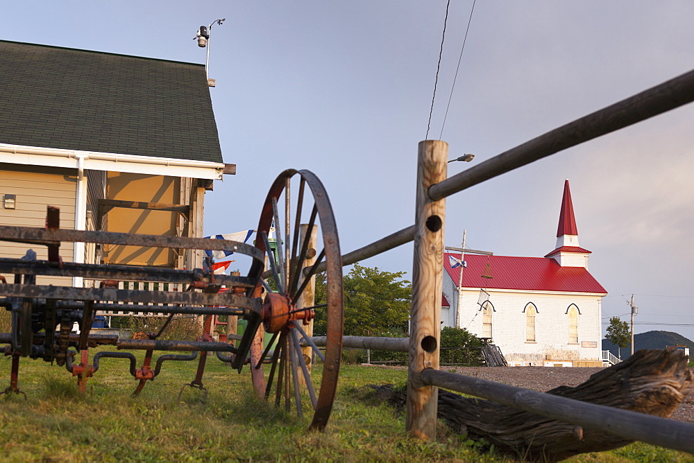 Mower in garden, Cape Breton Highlands National Park, Canada