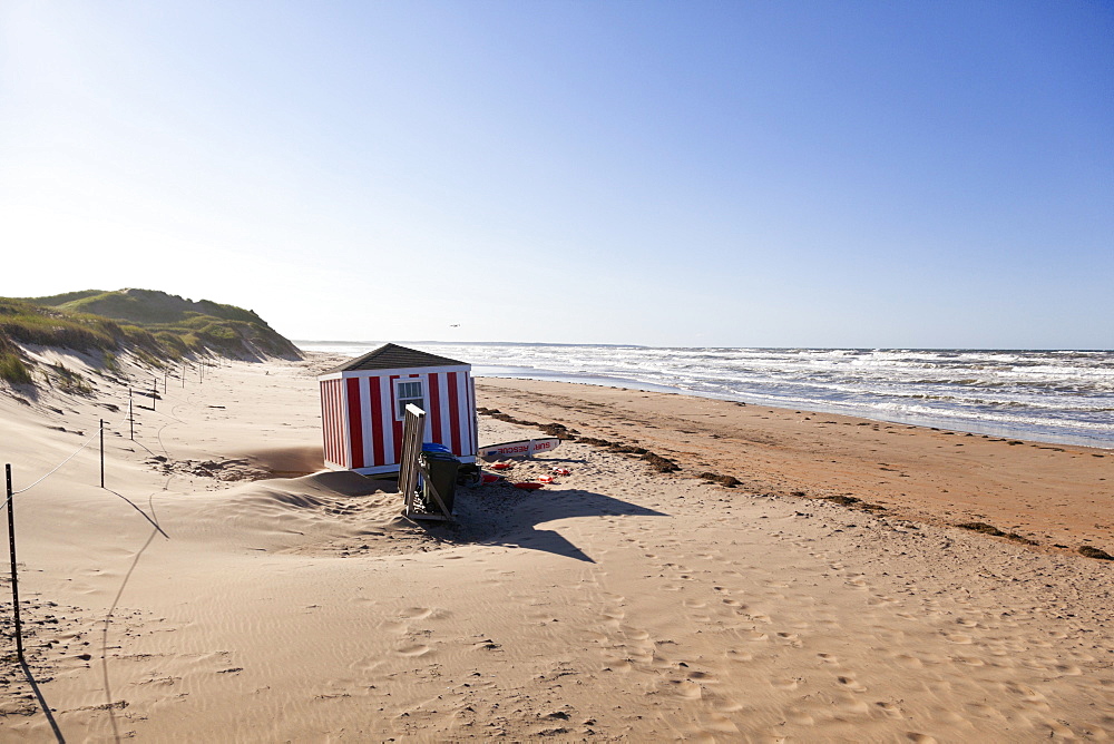 Hut on beach of Brackley-Dalvay, Prince Edward island National Park, Canada