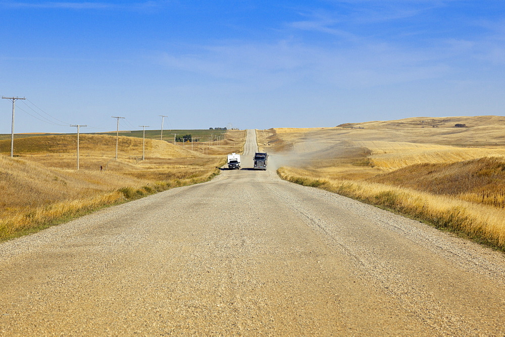 View of fields on highway 18 East, Saskatchewan, Canada