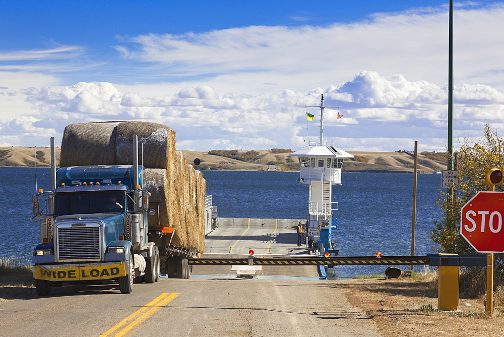 Truck near signal of Lake Diefenbaker, Saskatchewan, Canada