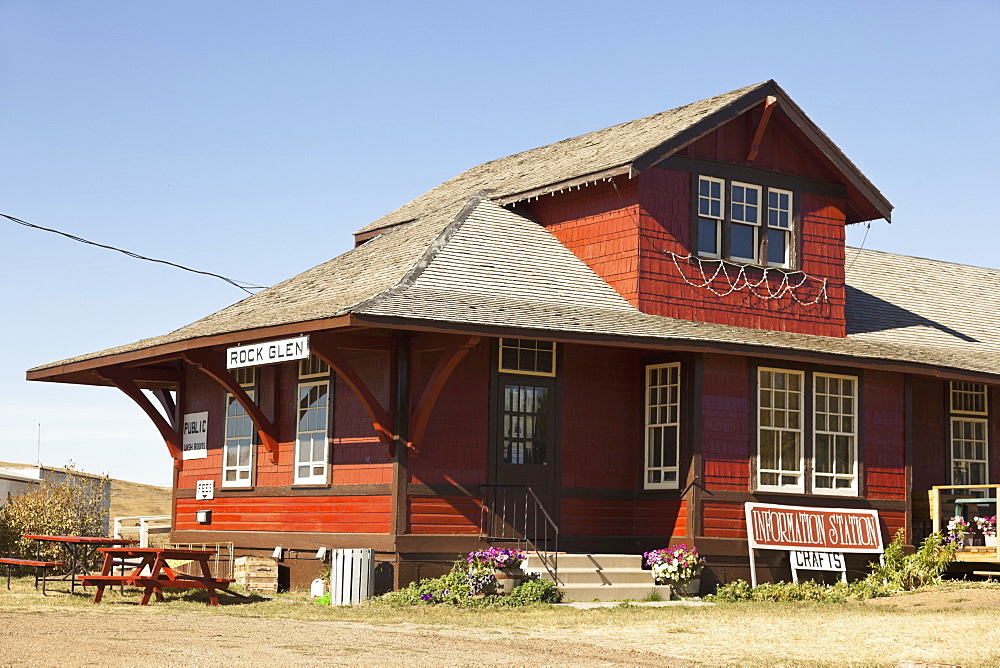 View of wooden house in Rockglen, Saskatchewan, Canada