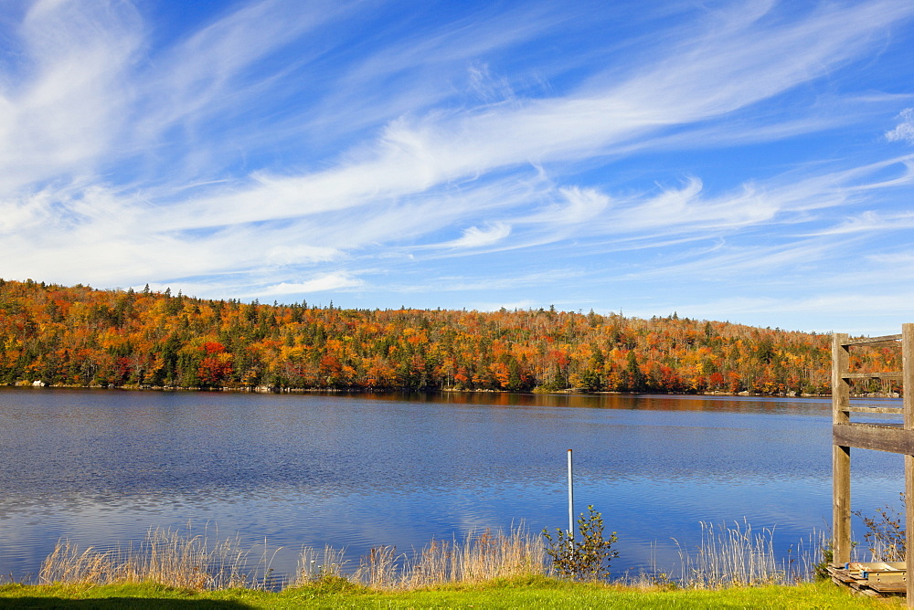 View of White Lake and autumn forest at the Prospect, Nova Scotia, Canada