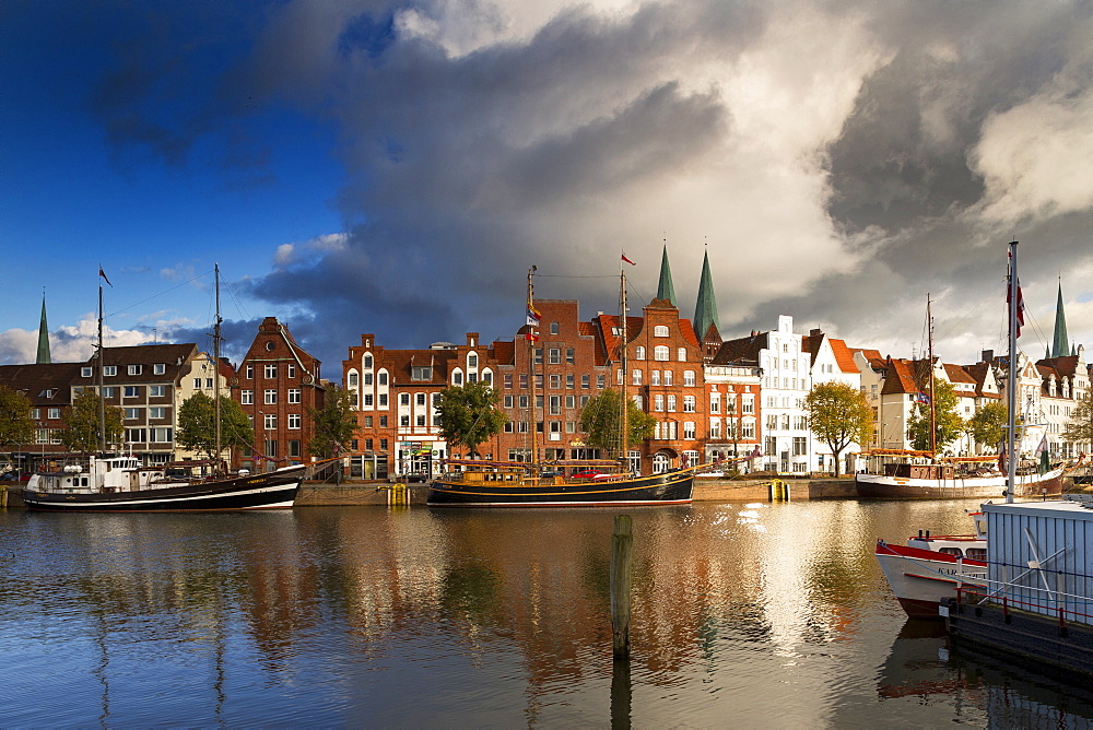 View of St.Mary's near Trave River, Lubeck, Schleswig Holstein, Germany