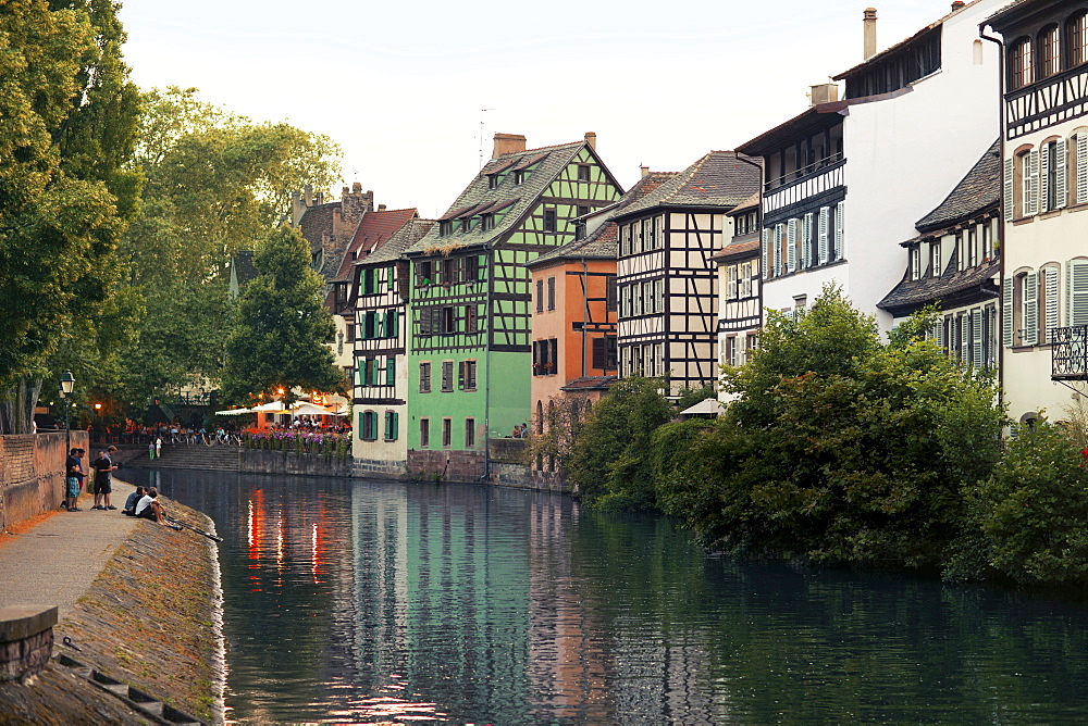 View of old quarter half-timbered houses at La Petite France, Strasbourg, France