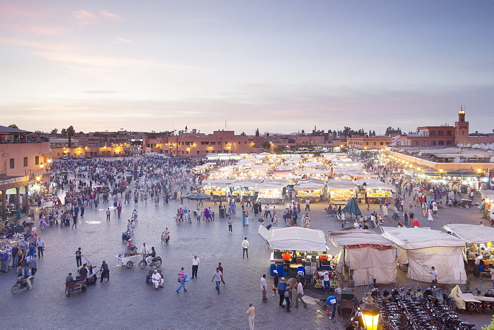 Evening entertainment on Jemaa el-Fna Square in Marrakesh, Morocco