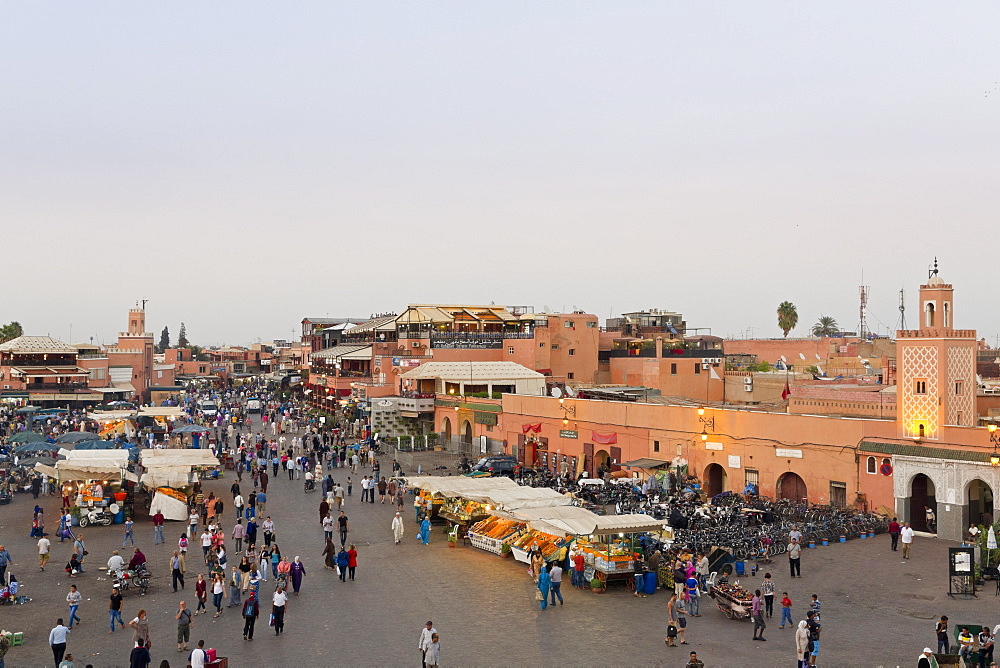 Regular evening drinks and food stalls on Jemaa el-Fna Square in Marrakesh, Morocco