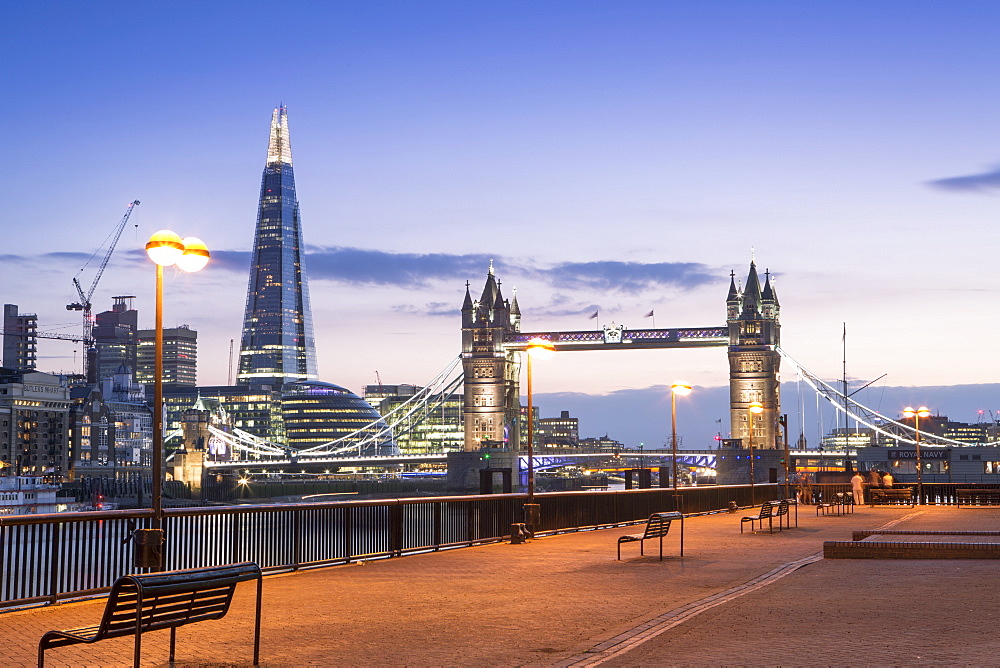 Skyline showing the Shard by Renzo Piano and Tower Bridge, London, England, United Kingdom, Europe