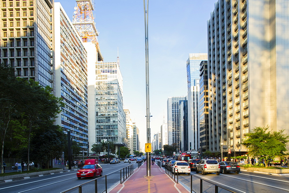 Avenida Paulista, the most famous street in Sao Paulo, Brazil, South America