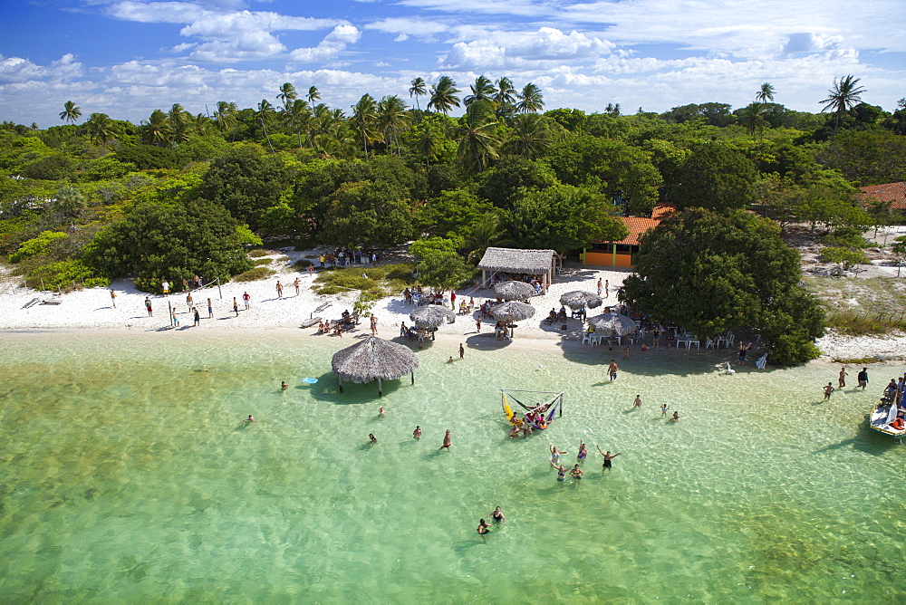 Aerial of lake near Jericoacoara, Ceara, Brazil, South America