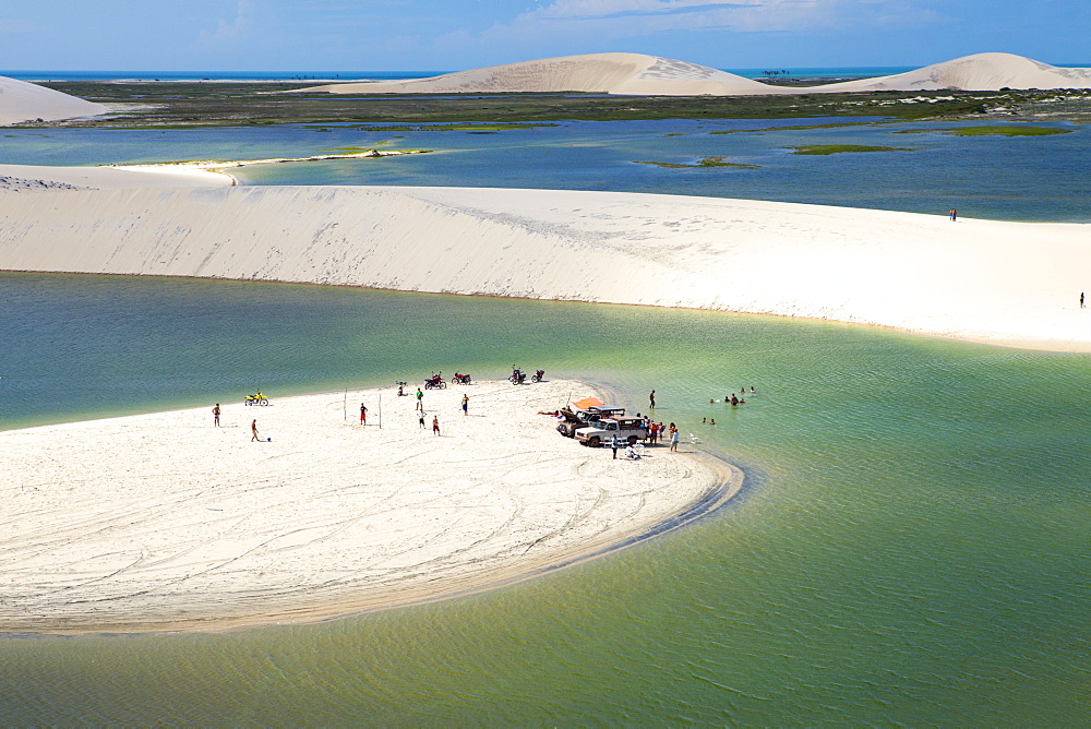 Aerial of dunes near Jericoacoara, Ceara, Brazil, South America