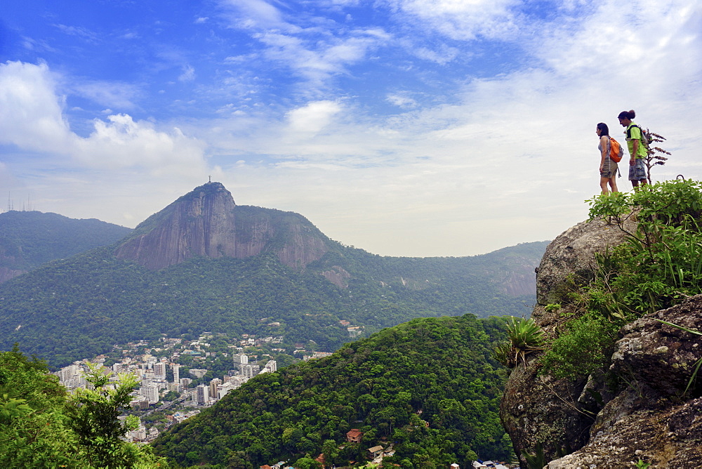 Hikers on the Morro dos Cabritos, Copacabana, Rio de Janeiro, Brazil, South America