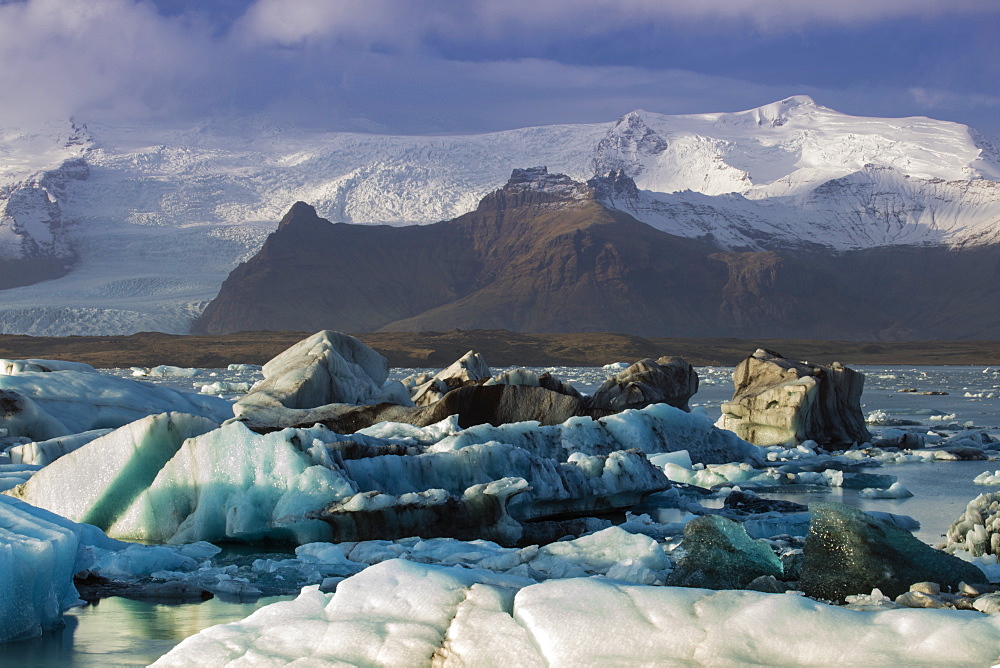 Icebergs in the Jokulsarlon glacial lake in Vatnajokull National Park in southeast Iceland, Polar Regions