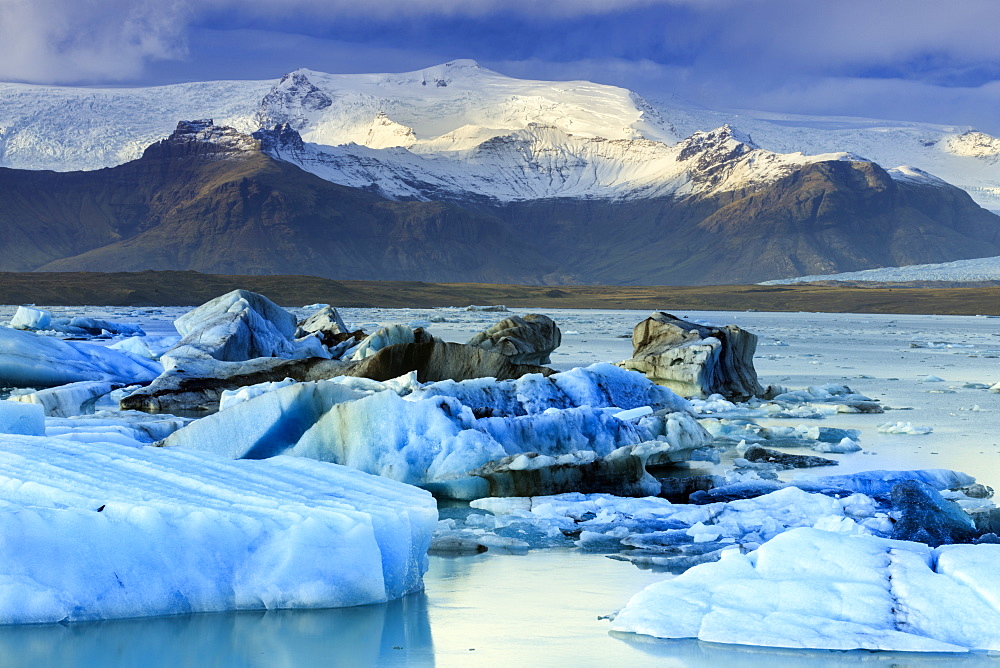 Icebergs in the Jokulsarlon glacial lake in Vatnajokull National Park in southeast Iceland, Polar Regions