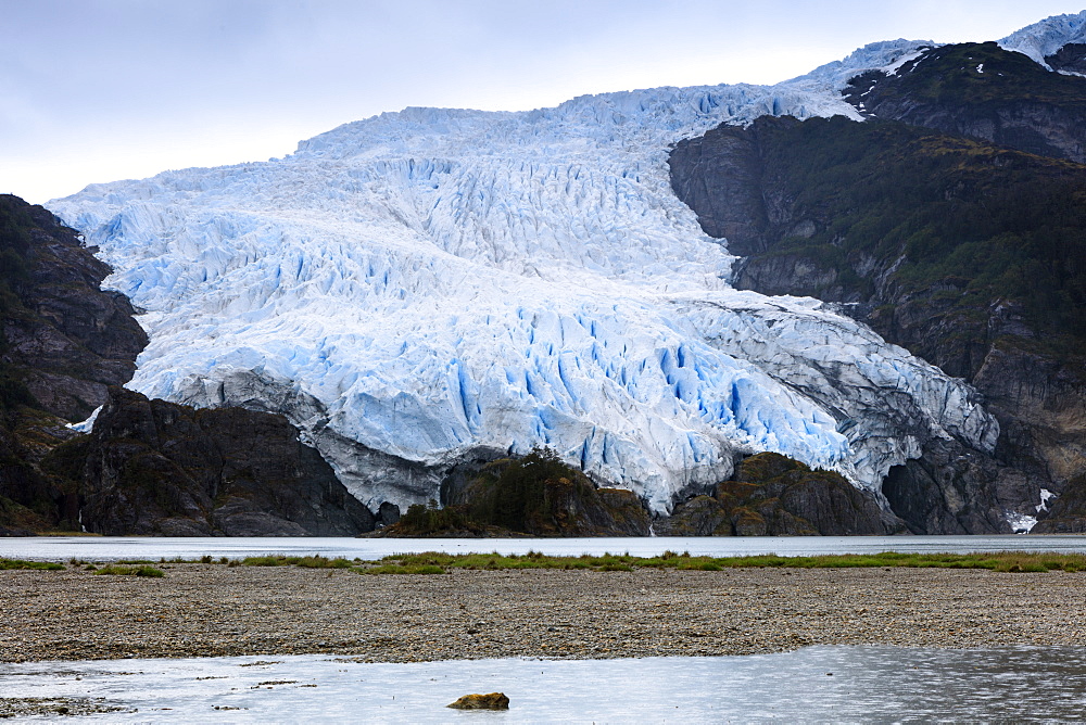 A glacier in the Darwin Mountain range, Alberto de Agostini National Park, Tierra del Fuego, Patagonia, Chile, South America