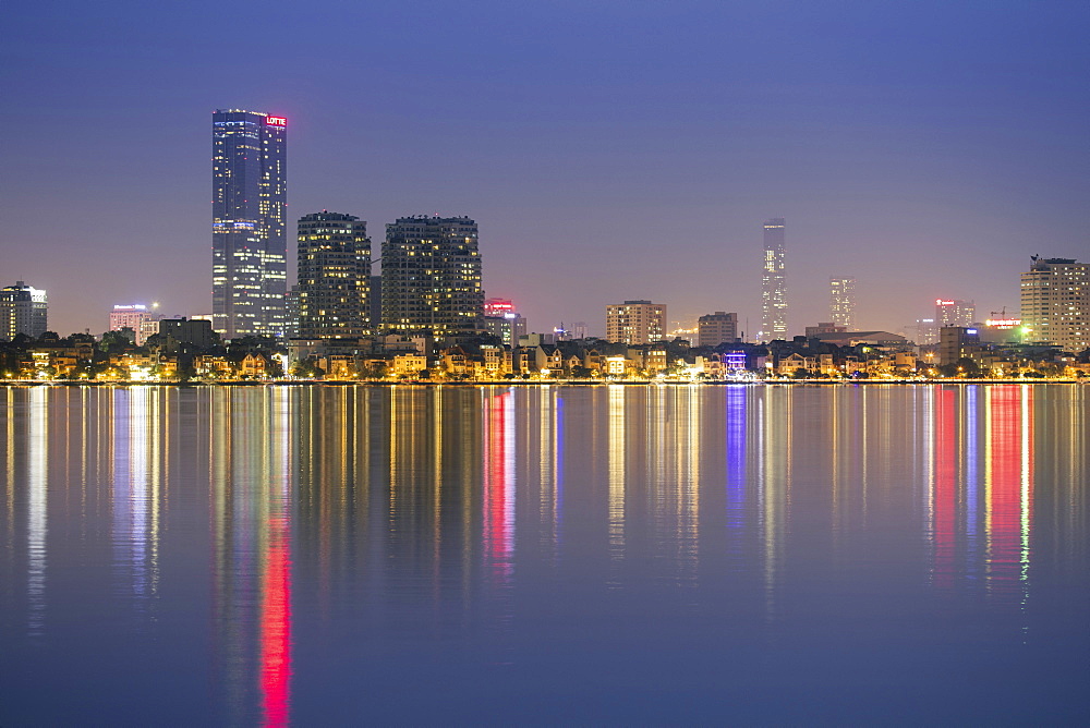 West lake and the skyline of Hanoi, Vietnam, Indochina, Southeast Asia, Asia