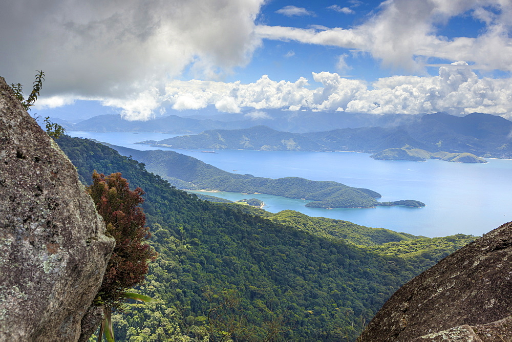 View of the Green Coast (Costa Verde) from Ilha Grande near Rio de Janeiro, Brazil, South America