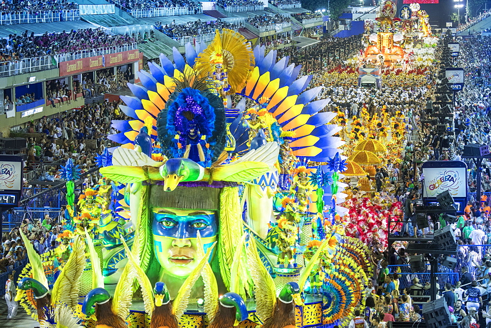 Dancers at the main Rio de Janeiro Carnival parade in the Sambadrome (Sambodromo) arena, Rio de Janeiro, Brazil, South America