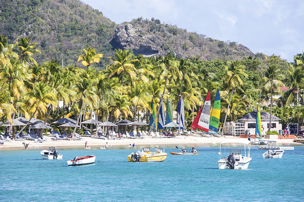 Water sports and sunbeds for amusement and relaxation, Carlisle, Morris Bay, Antigua and Barbuda, Leeward Islands, West Indies, Caribbean, Central America