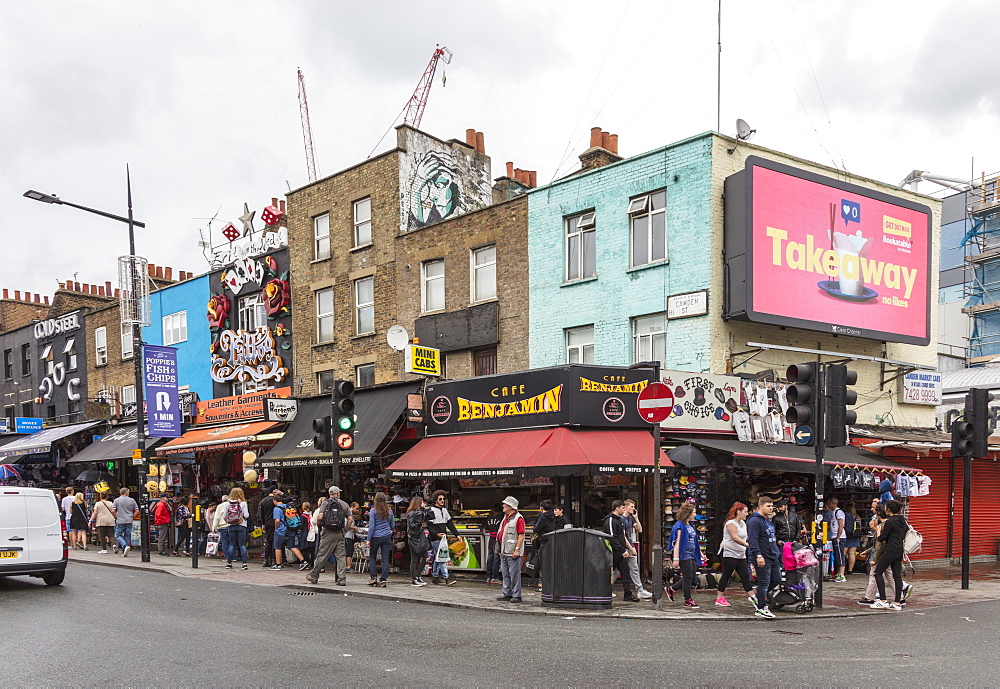 People flock to the shopping streets of Camden Market, North West London, London, England, United Kingdom, Europe