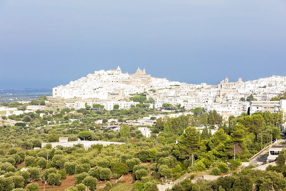 View of typical architecture and white houses of the old medieval town, Ostuni, Province of Brindisi, Apulia, Italy, Europe