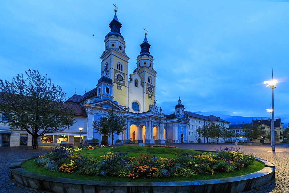 Night view of the Cathedral of Brixen (Bressanone), province of Bolzano, South Tyrol, Italy, Europe