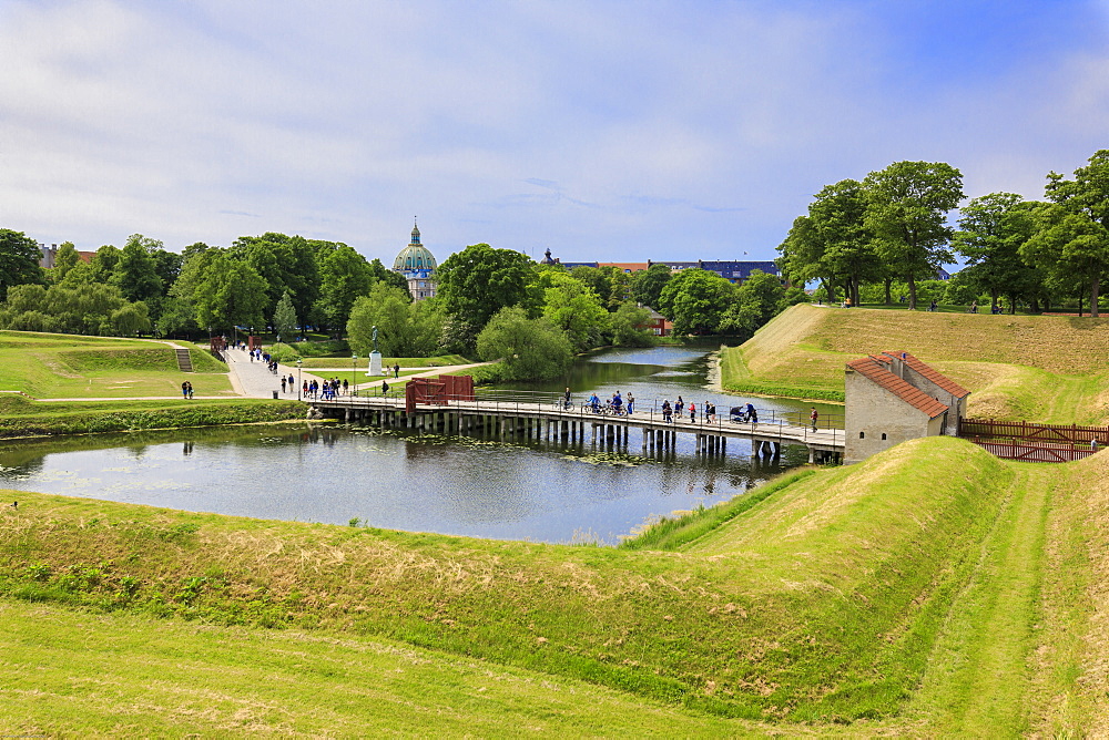 Gardens and historical buildings, The Citadel (Kastellet), Copenhagen, Denmark, Europe