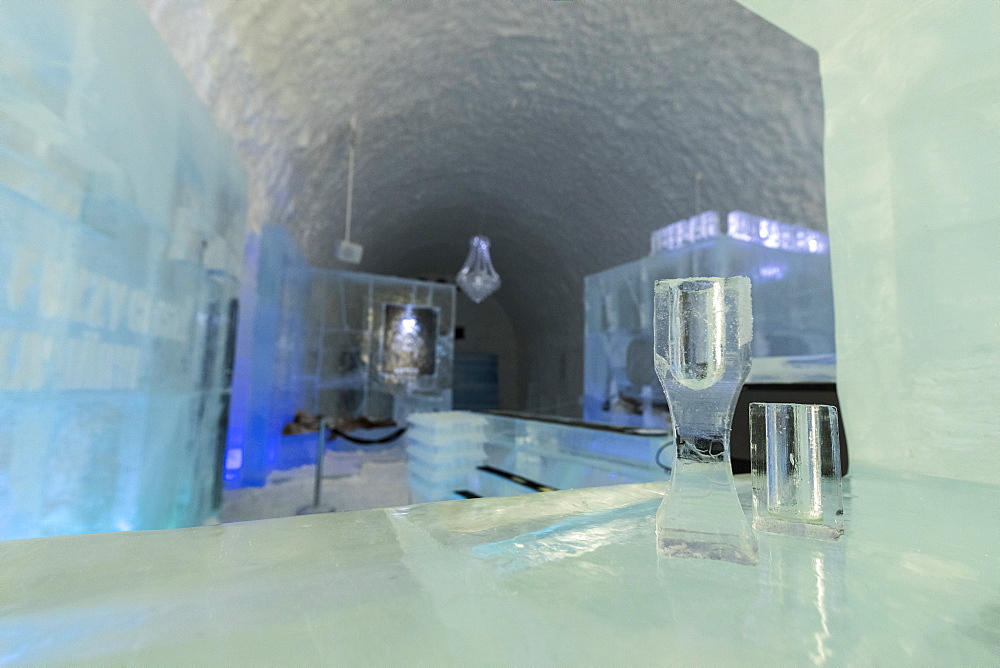 The Ice Bar, Ice Hotel, Jukkasjarvi, Kiruna, Norrbotten County, Lapland, Sweden, Scandinavia, Europe