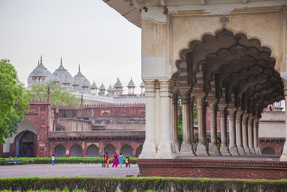 View of the courtyard of the Taj Mahal. one of the most remarkable sights of Muslim architecture, UNESCO World Heritage Site, Agra, Uttar Pradesh, India, Asia