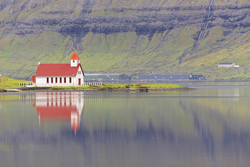 Church in Hvannasund, Vidoy Island, Faroe Islands, Denmark, Europe