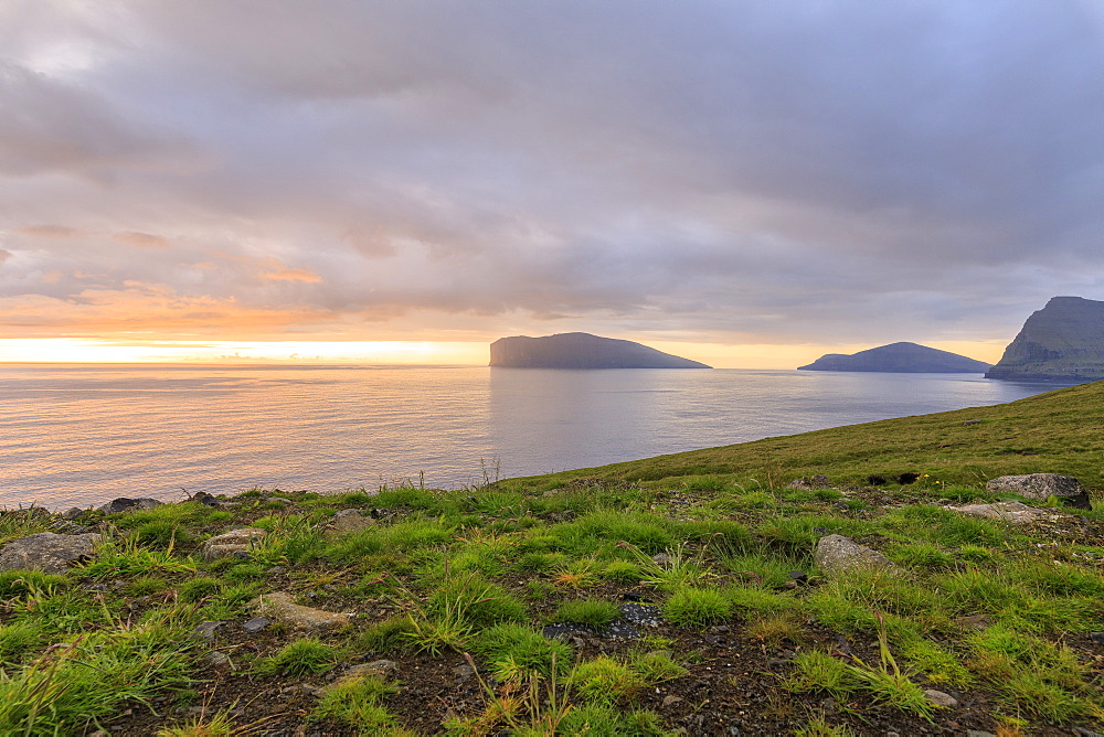 Svinoy and Fugloy Islands seen from Vidoy Island, Faroe Island, Denmark, Europe