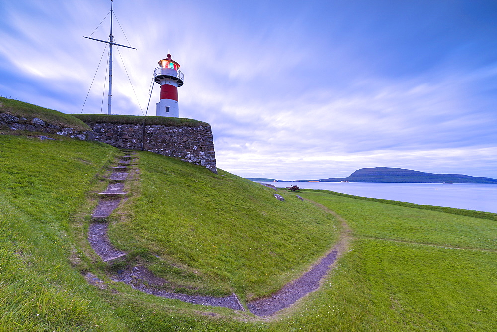 Lighthouse at Skansin fortress, Torshavn, Streymoy Island, Faroe Islands, Denmark, Europe