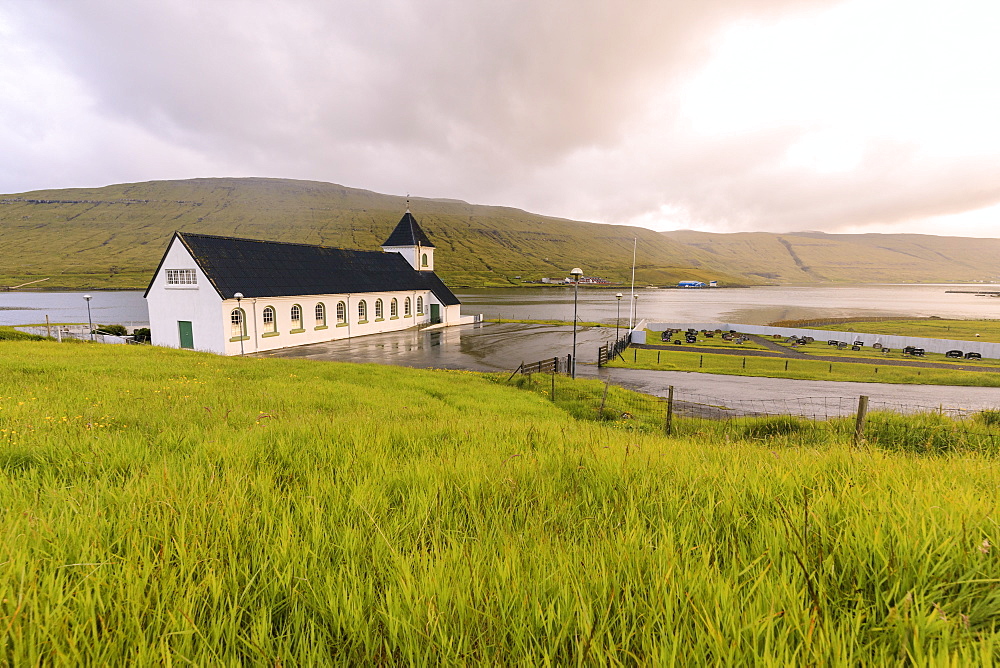 Church of Nordskali, Eysturoy island, Faroe Islands, Denmark, Europe