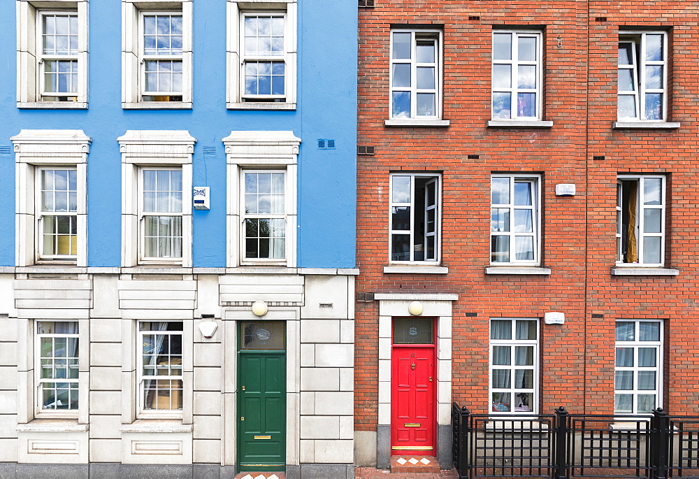 Details of architecture of colorful houses, Dublin, Republic of Ireland, Europe