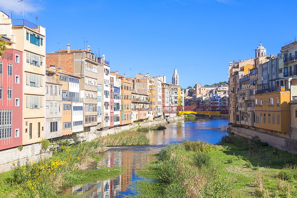 Colorful houses, Girona, Catalonia, Spain, Europe