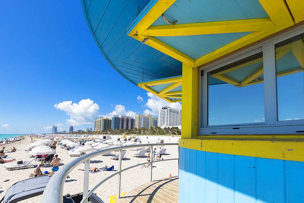 Lifeguard tower, South Beach, Miami, Florida, United States of America, North America