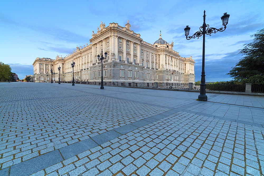 Royal Palace of Madrid (Palacio Real de Madrid) seen from Plaza de Oriente, Madrid, Spain, Europe