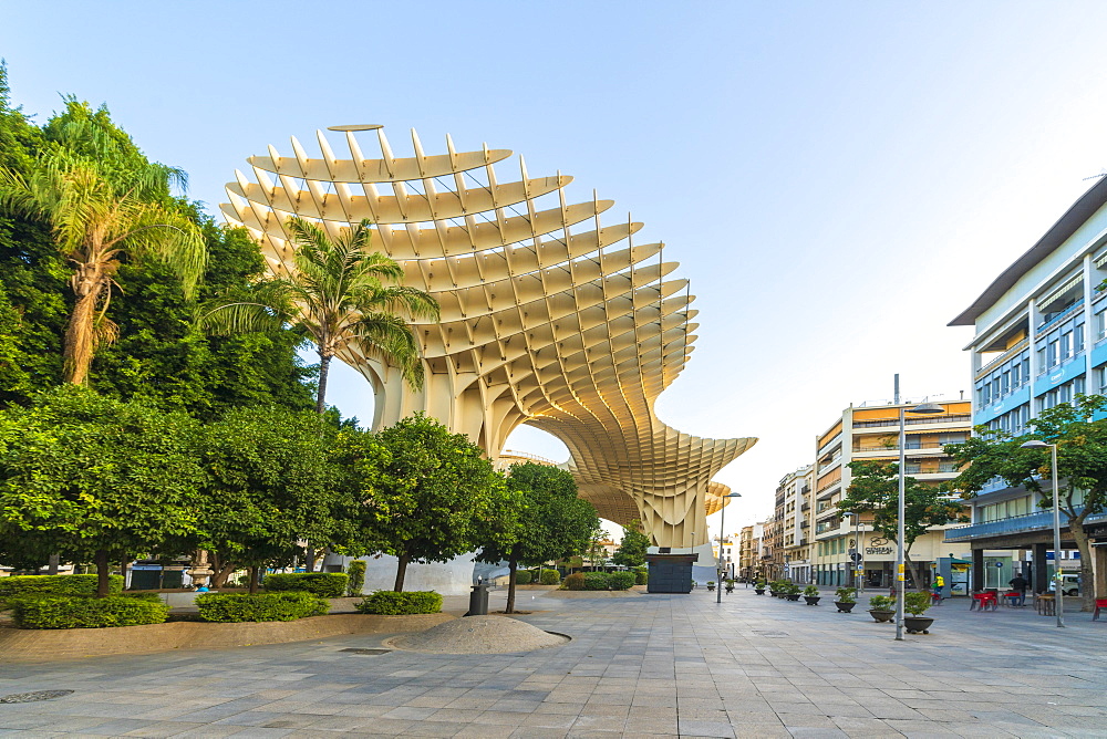 Plaza Mayor, the lower level of the Metropol Parasol, Plaza de la Encarnacion, Seville, Andalusia, Spain, Europe