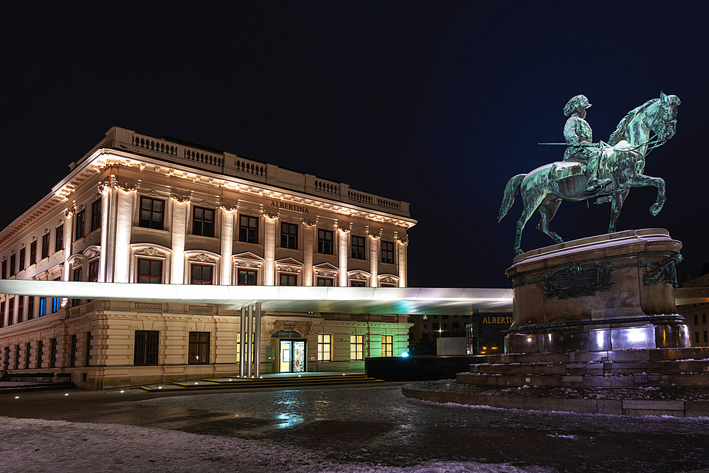 Equestrian statue at Albertina Museum, largest Habsburg residential palace, Vienna, Austria, Europe