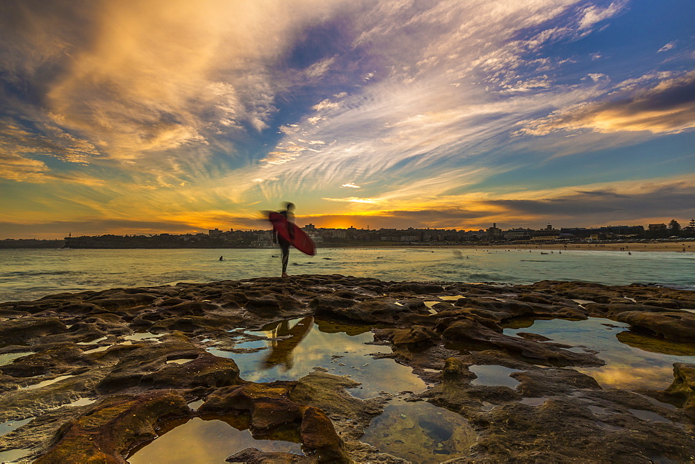 Beautiful evening for surfing at Bondi Beach, Sydney, New South Wales, Australia, Pacific