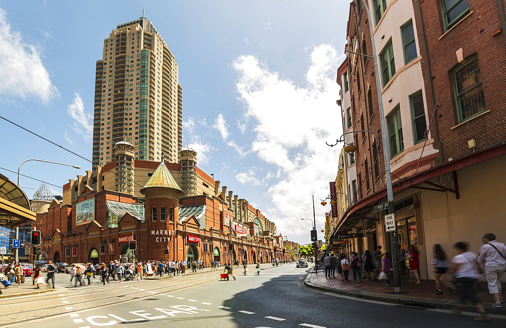 Famous Market city building in Sydney with people around walking, Sydney, New South Wales, Australia, Pacific