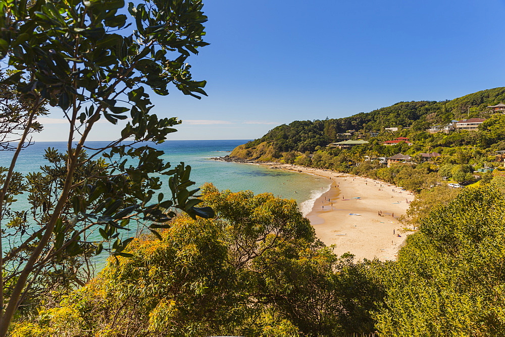 Wategos Beach, at Byron Bay, on a beautiful blue day, hidden paradise, New South Wales, Australia, Pacific