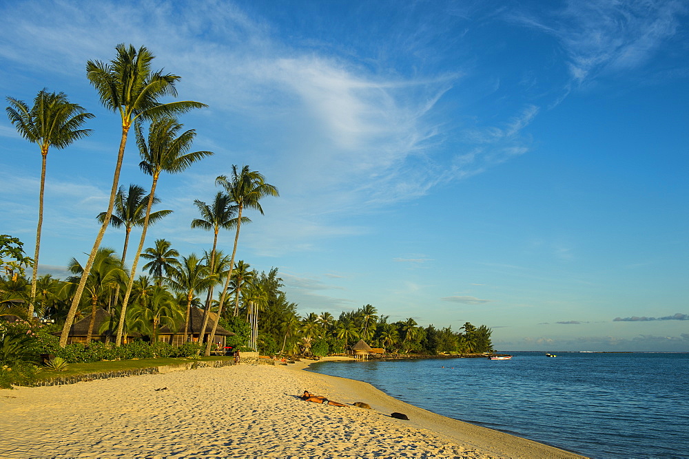 Matira Point beach at sunset, Bora Bora, Society Islands, French Polynesia, Pacific