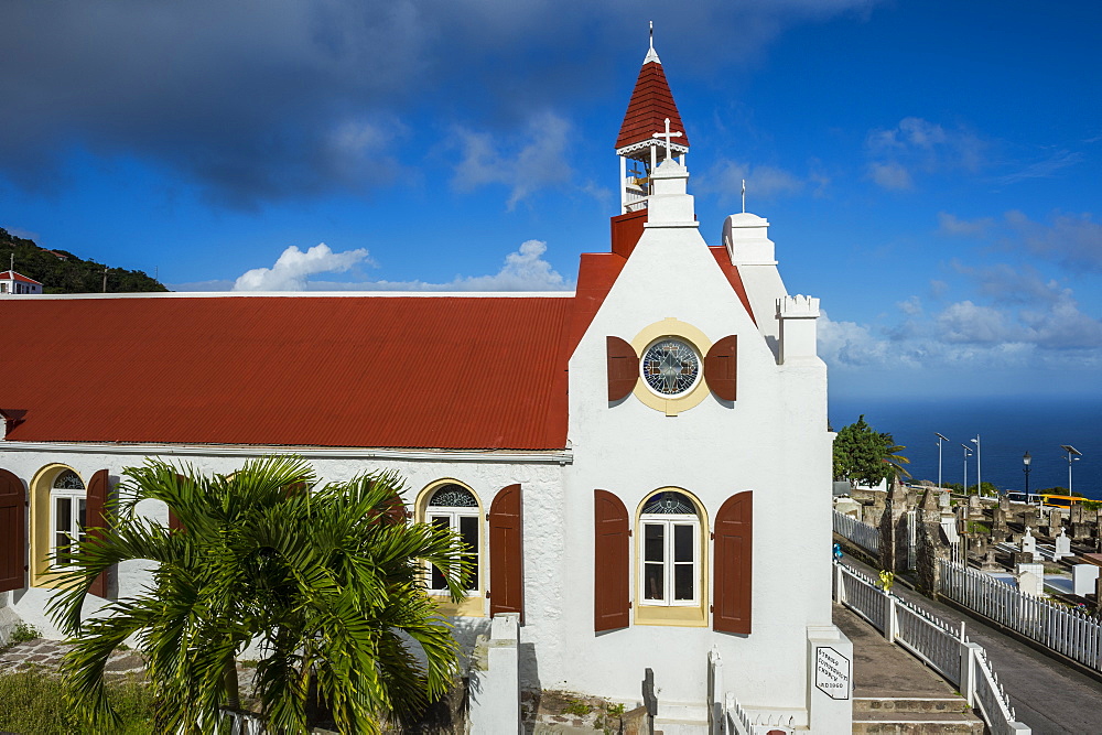 Traditional houses in Windwardside, Saba, Netherland Antilles, West Indies, Caribbean, Central America